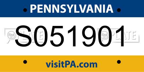 S051901 Pennsylvania License Plate