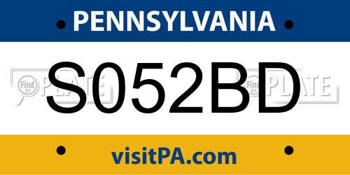 S052BD Pennsylvania License Plate