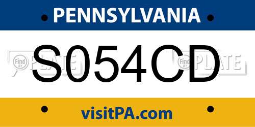 S054CD Pennsylvania License Plate