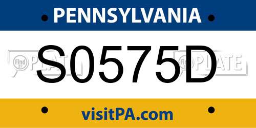 S0575D Pennsylvania License Plate