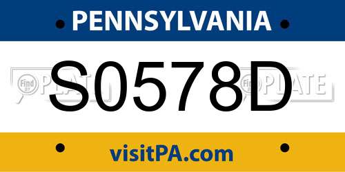 S0578D Pennsylvania License Plate