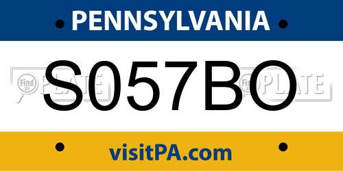 S057BO Pennsylvania License Plate