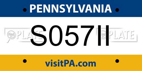 S057II Pennsylvania License Plate
