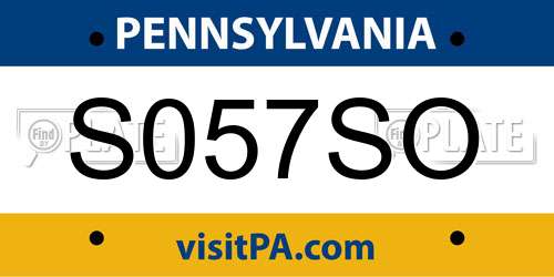 S057SO Pennsylvania License Plate