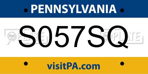 S057SQ Pennsylvania License Plate