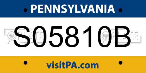 S05810B Pennsylvania License Plate