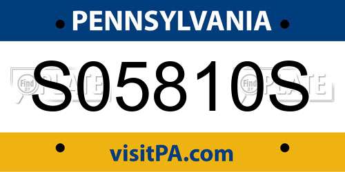 S05810S Pennsylvania License Plate
