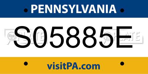 S05885E Pennsylvania License Plate