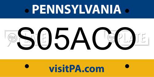 S05ACO Pennsylvania License Plate