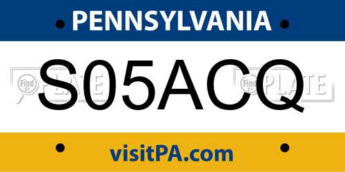 S05ACQ Pennsylvania License Plate