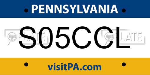 S05CCL Pennsylvania License Plate