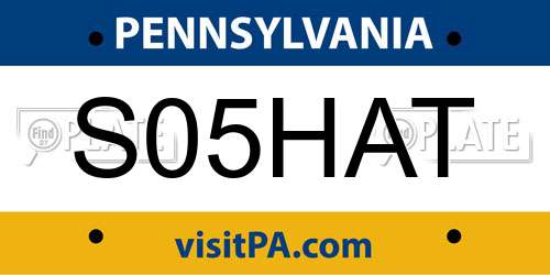 S05HAT Pennsylvania License Plate