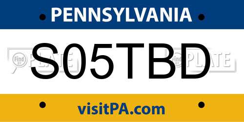 S05TBD Pennsylvania License Plate