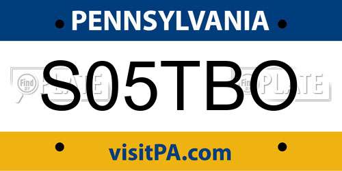 S05TBO Pennsylvania License Plate