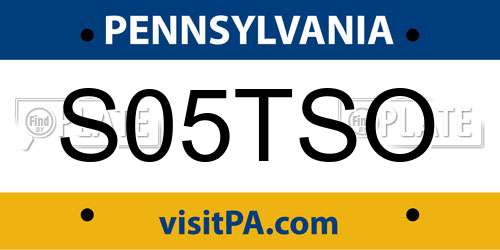 S05TSO Pennsylvania License Plate