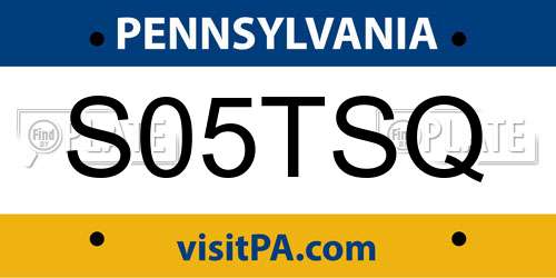 S05TSQ Pennsylvania License Plate