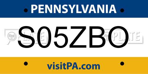 S05ZBO Pennsylvania License Plate