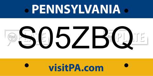 S05ZBQ Pennsylvania License Plate