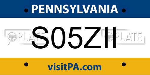 S05ZII Pennsylvania License Plate