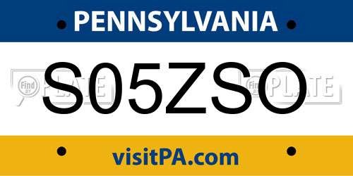 S05ZSO Pennsylvania License Plate