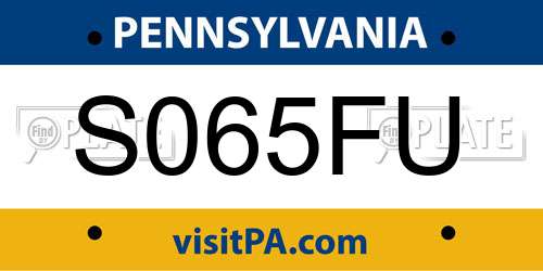 S065FU Pennsylvania License Plate