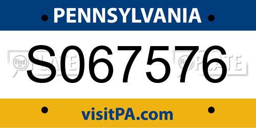 S067576 Pennsylvania License Plate