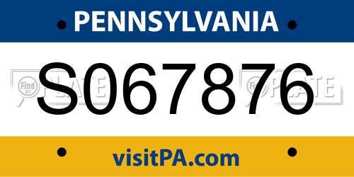 S067876 Pennsylvania License Plate