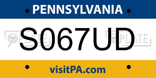 S067UD Pennsylvania License Plate