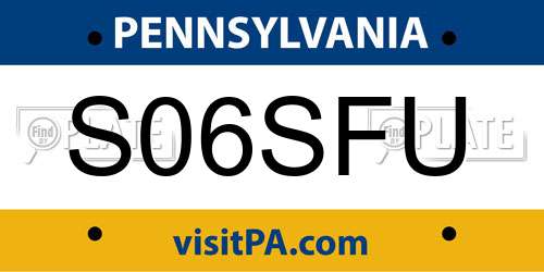 S06SFU Pennsylvania License Plate