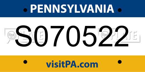 S070522 Pennsylvania License Plate