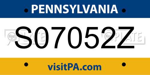 S07052Z Pennsylvania License Plate