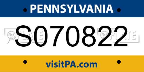 S070822 Pennsylvania License Plate