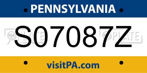 S07087Z Pennsylvania License Plate