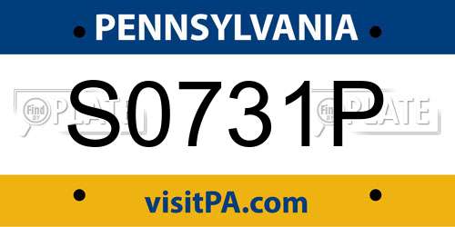 S0731P Pennsylvania License Plate