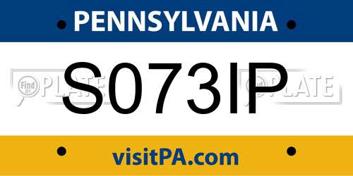 S073IP Pennsylvania License Plate
