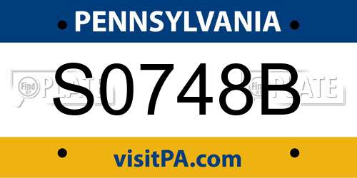 S0748B Pennsylvania License Plate