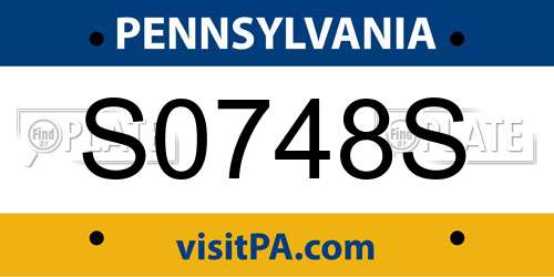 S0748S Pennsylvania License Plate