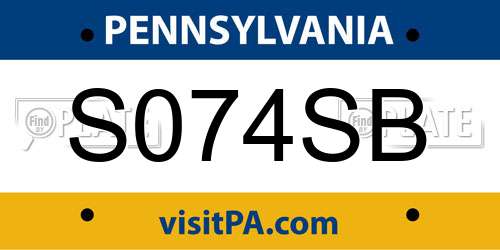S074SB Pennsylvania License Plate