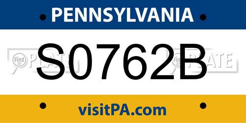 S0762B Pennsylvania License Plate