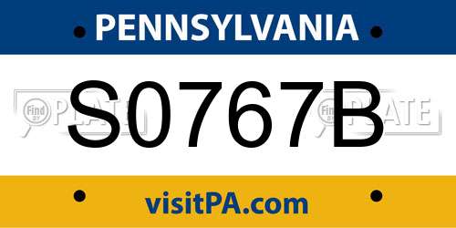S0767B Pennsylvania License Plate