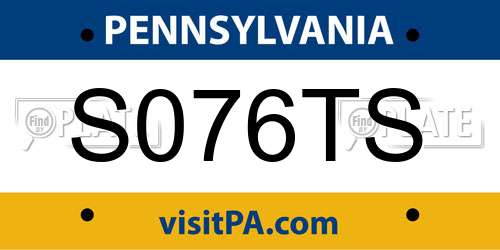 S076TS Pennsylvania License Plate