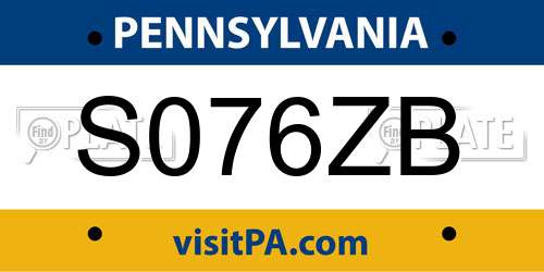 S076ZB Pennsylvania License Plate