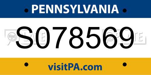 S078569 Pennsylvania License Plate