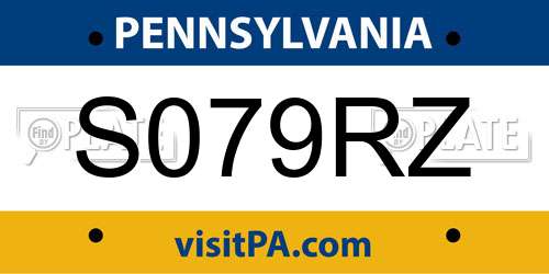 S079RZ Pennsylvania License Plate
