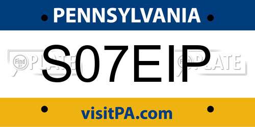 S07EIP Pennsylvania License Plate
