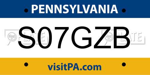 S07GZB Pennsylvania License Plate