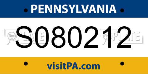 S080212 Pennsylvania License Plate