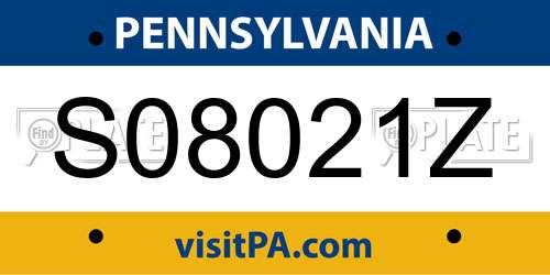 S08021Z Pennsylvania License Plate