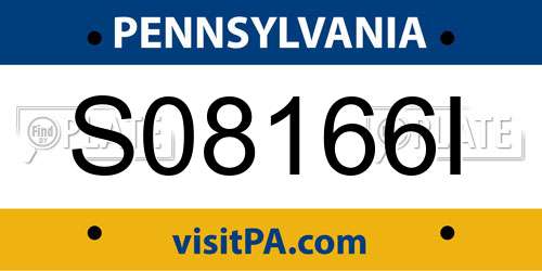 S08166I Pennsylvania License Plate