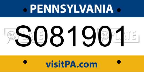 S081901 Pennsylvania License Plate